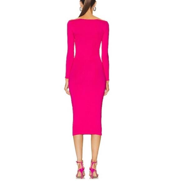 Ser.O.Ya Womens Pink Irene Twist Front Jersey Stretch Bodycon Midi Dress XS NWT - Picture 3 of 10